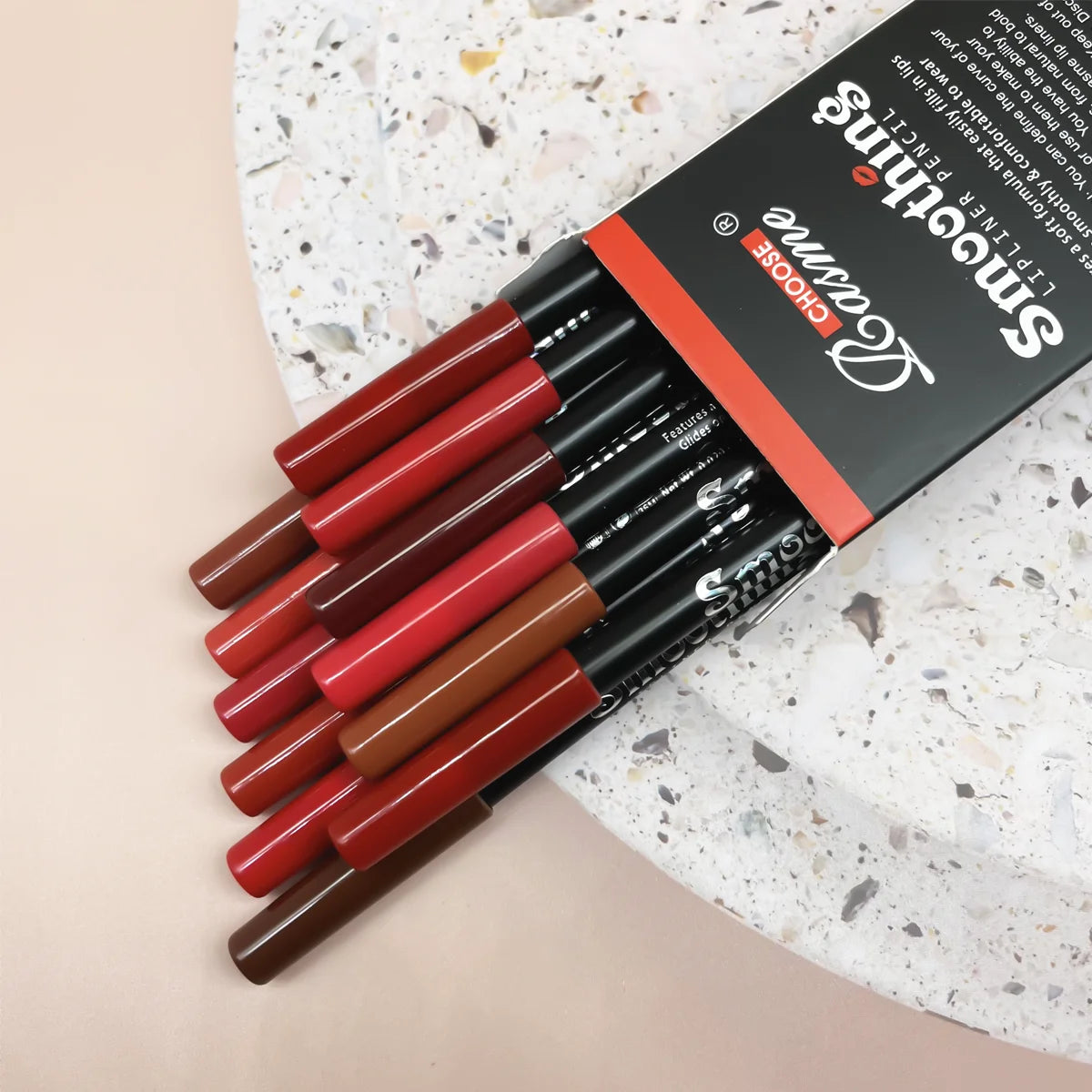 12-Piece Long-Lasting Lipstick Gift Set – Includes Professional Lip Liner & Matte Lip Gloss for Irresistible Lips That Last All Day