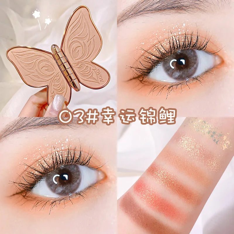 AGAG Brand 6 Colors Eyeshadow Palette – Butterfly Eye Shadow Lucky Koi Pearl Sequins Glitter Matte Makeup Plate Glitter Eyeshadow | Irresistible Color for Eyes That Mesmerize