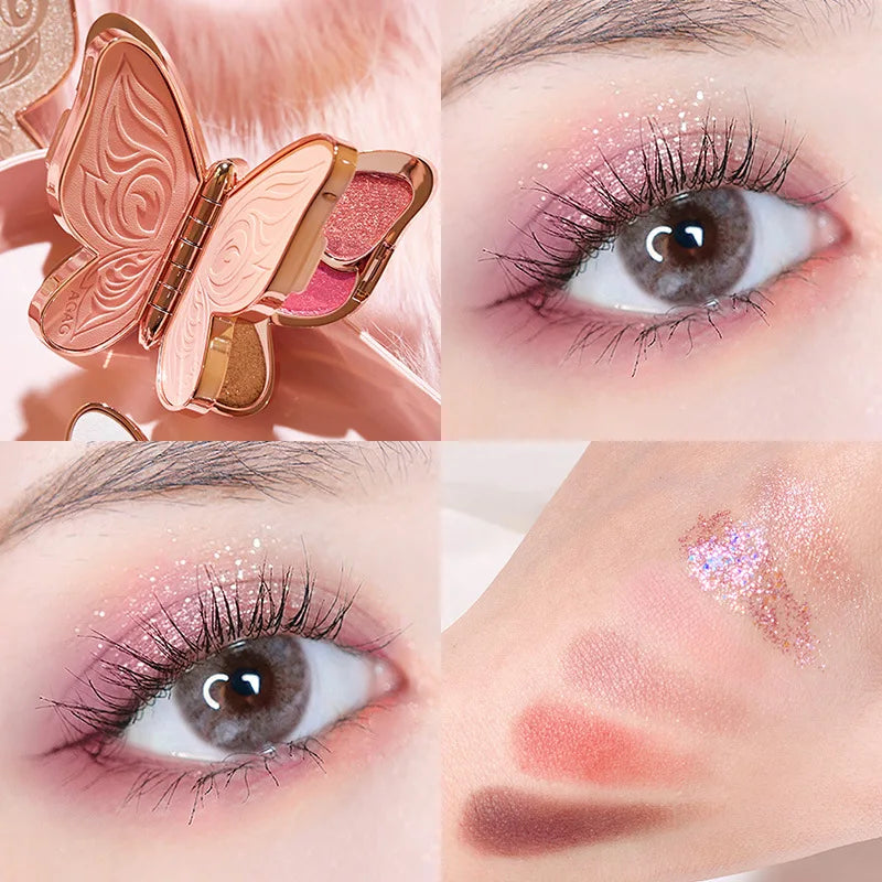 AGAG Brand 6 Colors Eyeshadow Palette – Butterfly Eye Shadow Lucky Koi Pearl Sequins Glitter Matte Makeup Plate Glitter Eyeshadow | Irresistible Color for Eyes That Mesmerize