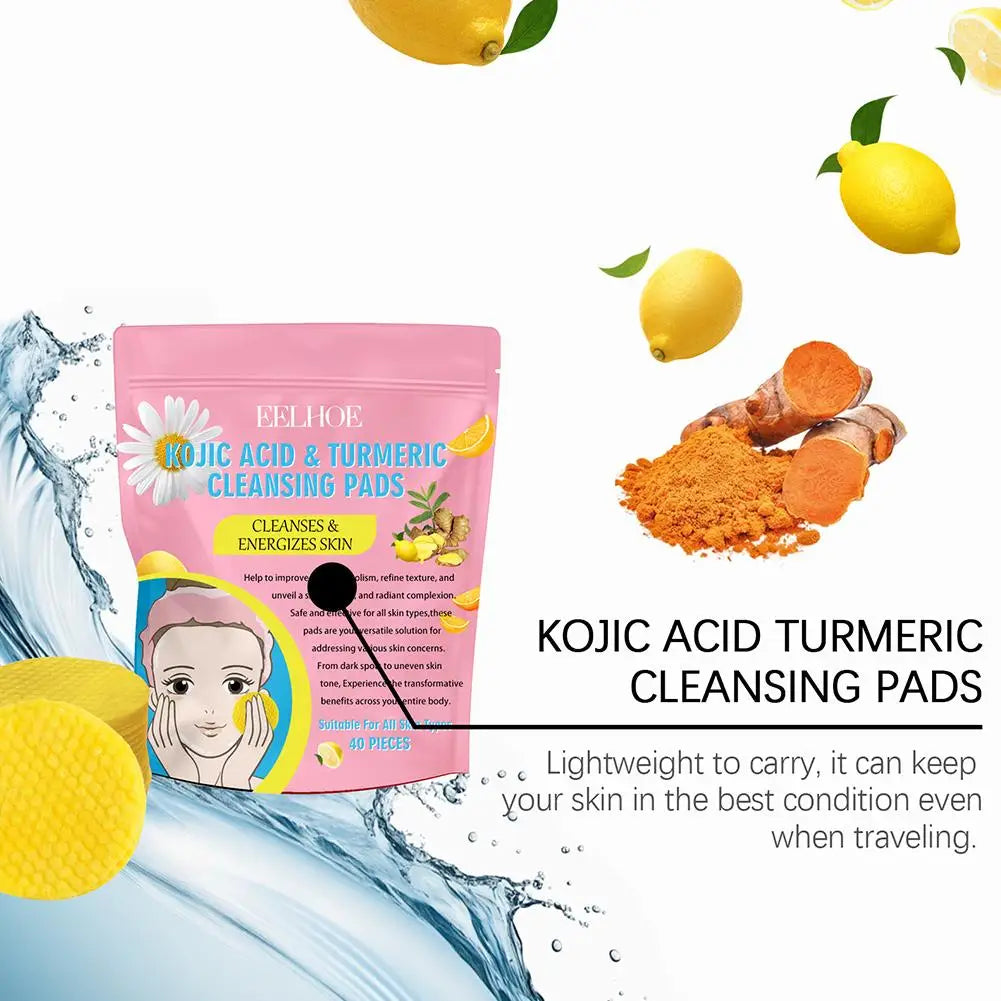 ✨ 40/50pc Kojic Acid Turmeric Glow Pads – Reveal Radiant, Clearer Skin with Every Swipe