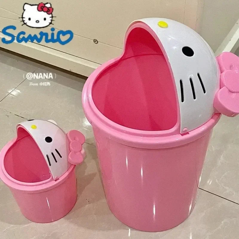New Sanrio Hello Kitty Dustbin – Kawaii Trash Can for Bedroom or Living Room Décor