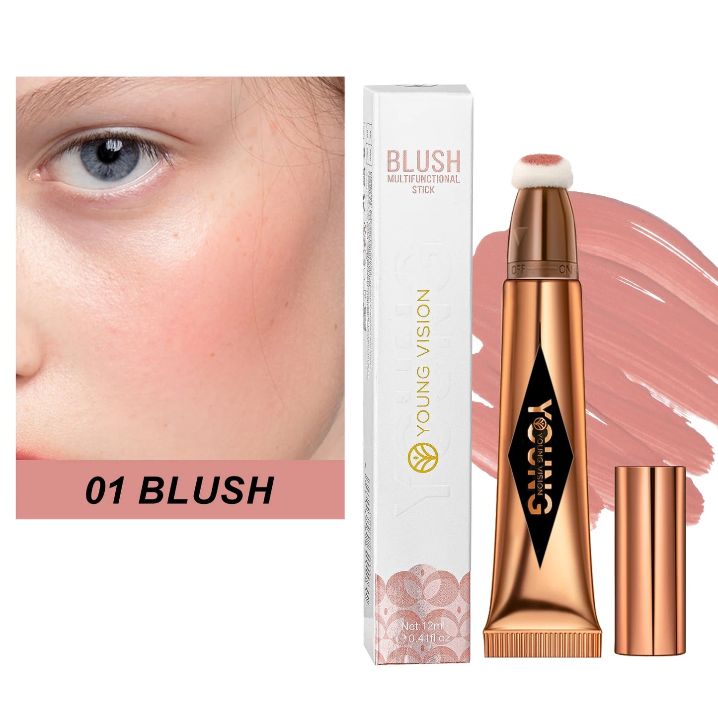 Multifunctional Liquid Blush & Highlight Stick β Silky All-in-One Face Contour, Eye Shadow & Blush | Waterproof & Long-Lasting