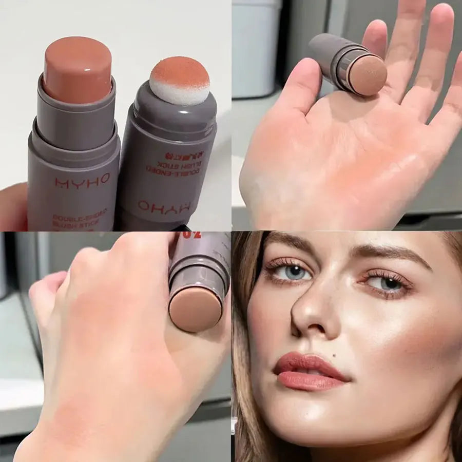Double-Ended Blush Stick – Creamy, Long-Lasting Matte Color with Monochrome Finish | Natural, Buildable Rouge for Effortless Glow
