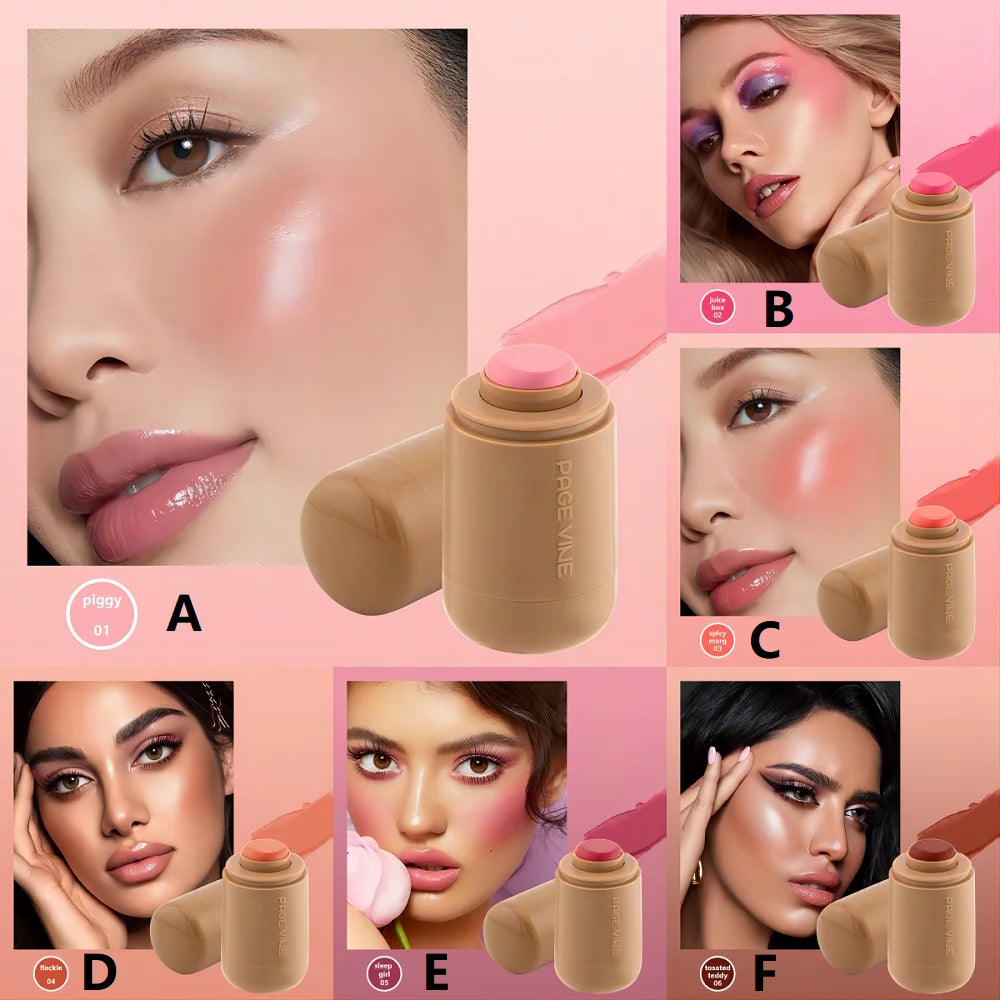 PAGE VINE Pocket Blush Stick β 2-in-1 Lip & Cheek Color | Long-Lasting, Hydrating Cream Blush & Lip Tint with Rich Pigment