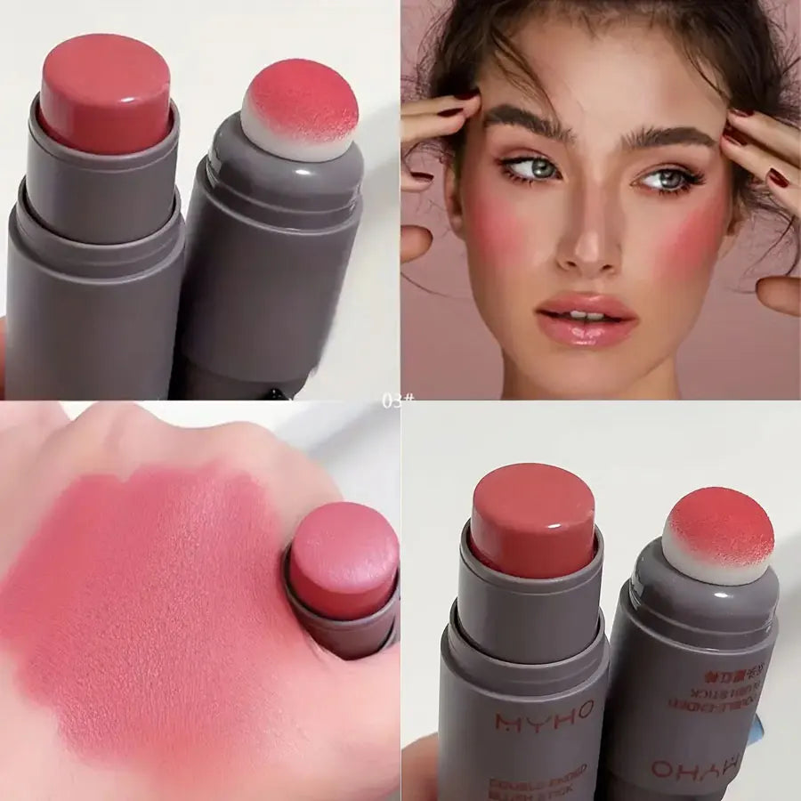 Double-Ended Blush Stick – Creamy, Long-Lasting Matte Color with Monochrome Finish | Natural, Buildable Rouge for Effortless Glow