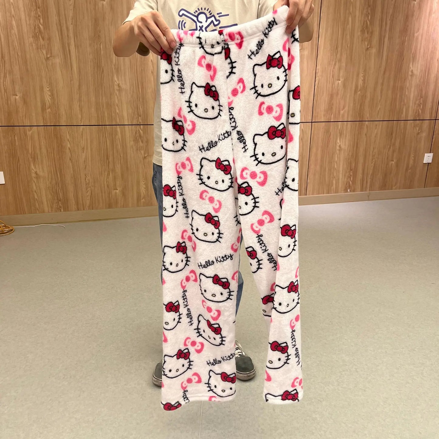 Sanrio Hello Kitty Halloween Flannel Pajamas – Kawaii Women’s Cartoon Woolen Trousers for Autumn Comfort