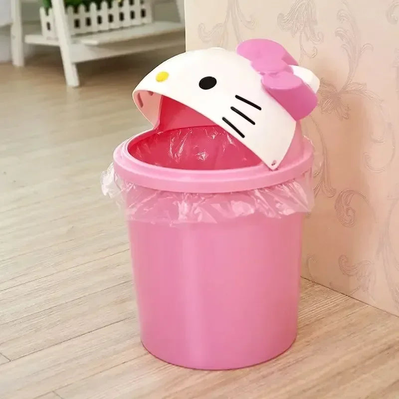 New Sanrio Hello Kitty Dustbin – Kawaii Trash Can for Bedroom or Living Room Décor