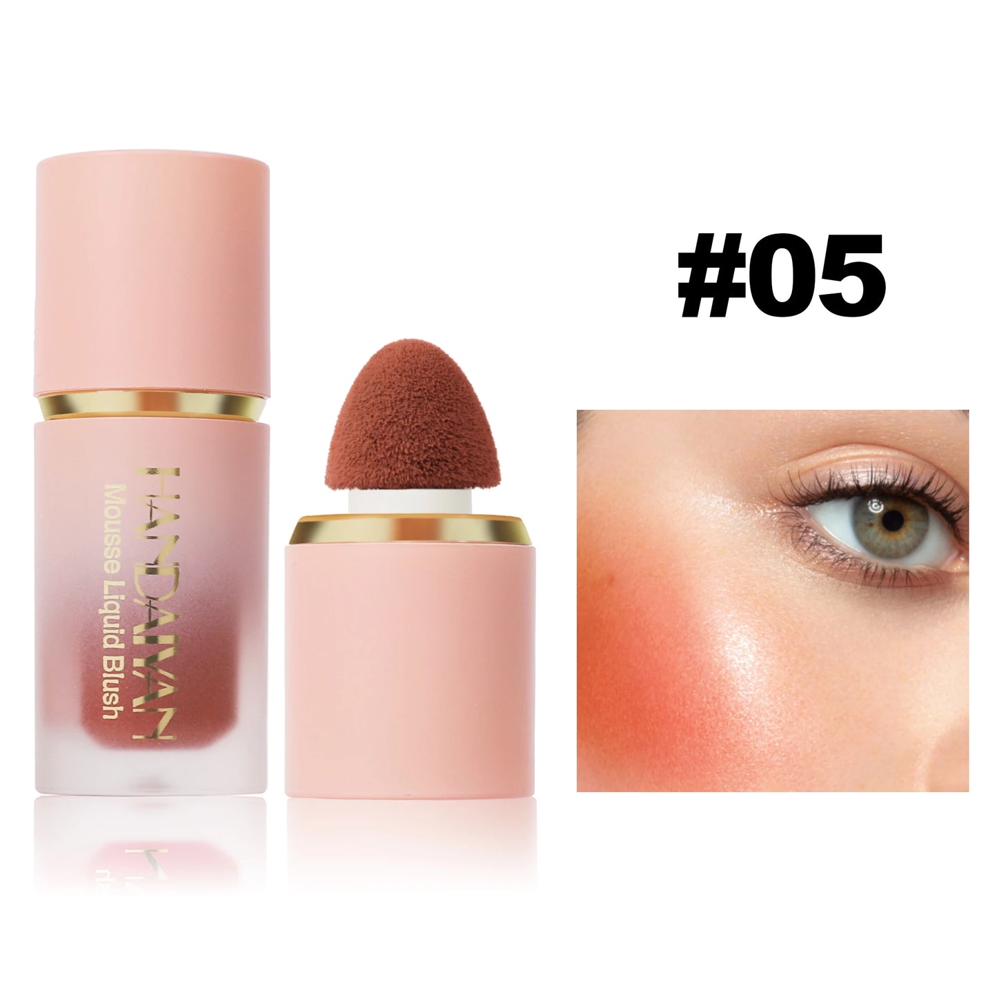 HANDAIYAN 6-Color Matte Liquid Blush β Long-Lasting, Waterproof Formula with Built-In Sponge Applicator
