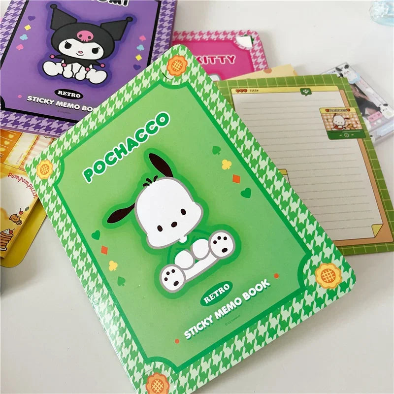 Kawaii Hello Kitty Sticky Notes – Cute Cartoon Memo Pads with Kuromi, My Melody & Cinnamoroll for School, Office, or Journals