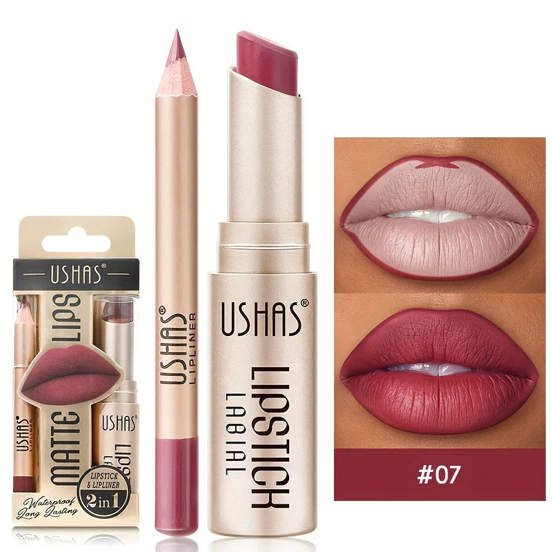 USHAS 12 Color Matte Lipstick Set + Lip Liner – Your Ultimate All-Day Flawless Lip Solution! 💋🔥