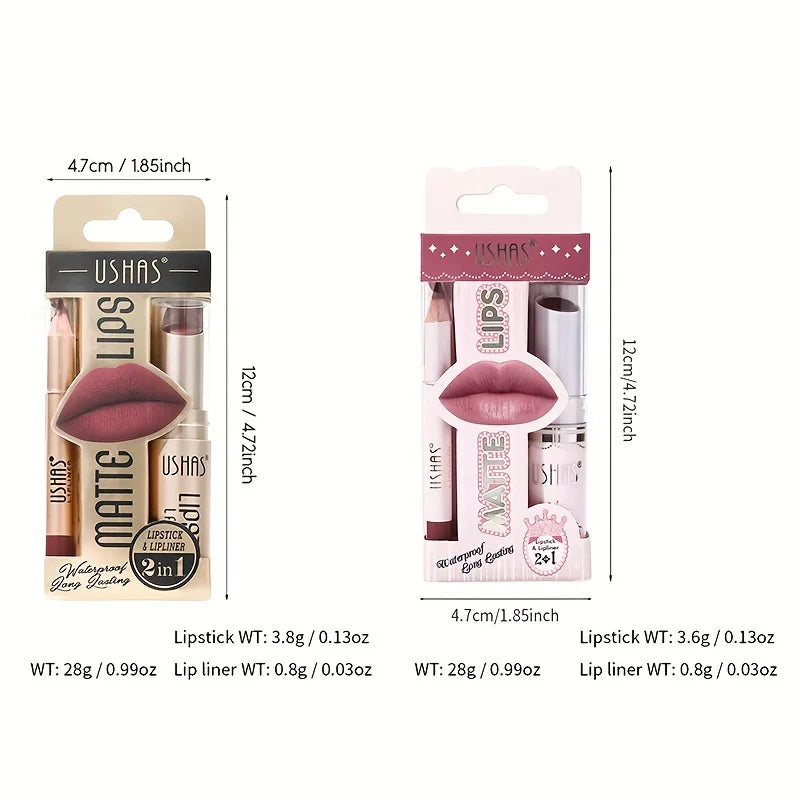 USHAS 12 Color Matte Lipstick Set + Lip Liner – Your Ultimate All-Day Flawless Lip Solution! 💋🔥