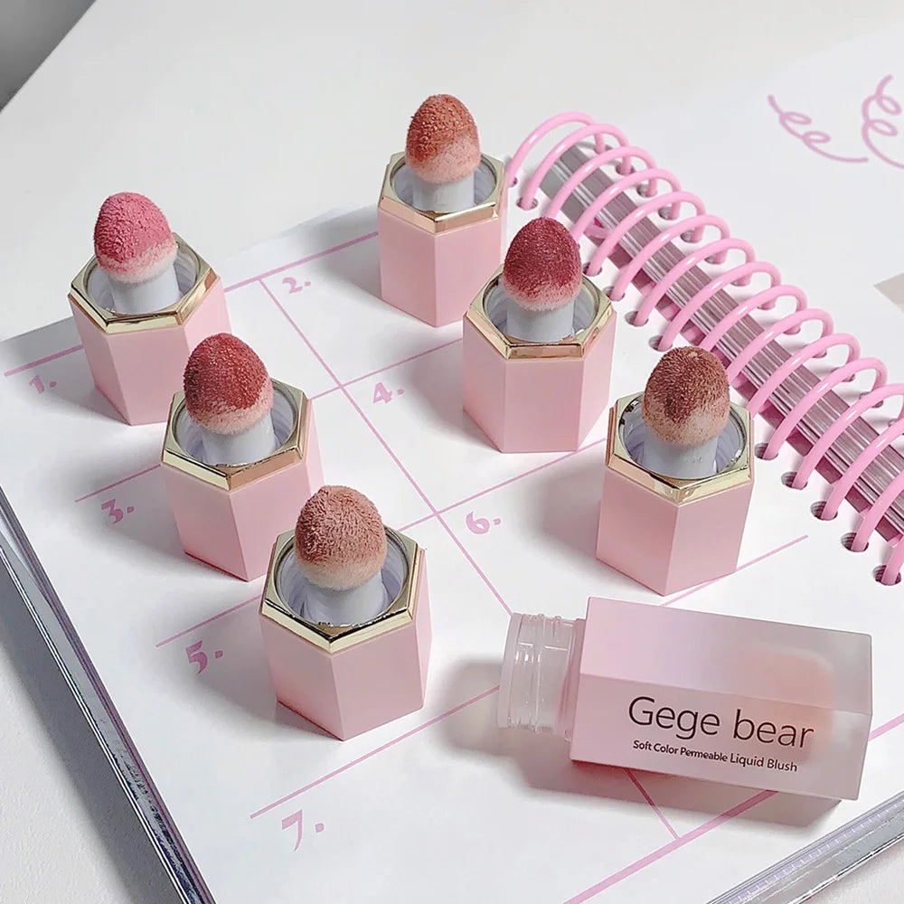 Gege Bear Liquid Blush Cream – 6 Colors, Smooth Velvet Matte Pink Blusher, Natural & Easy to Blend