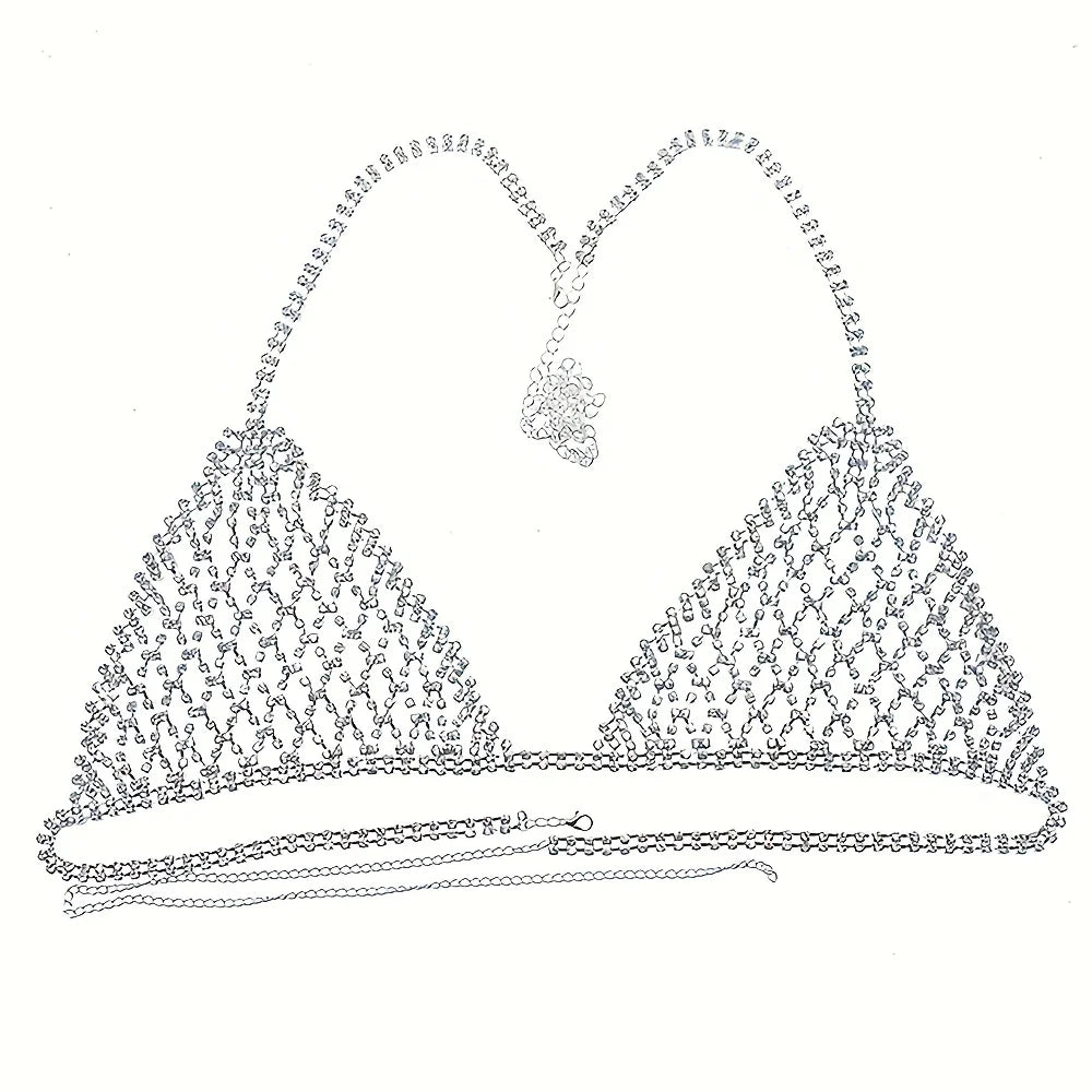 Crystal Mesh Rhinestone Bra & Thong Body Chain Set