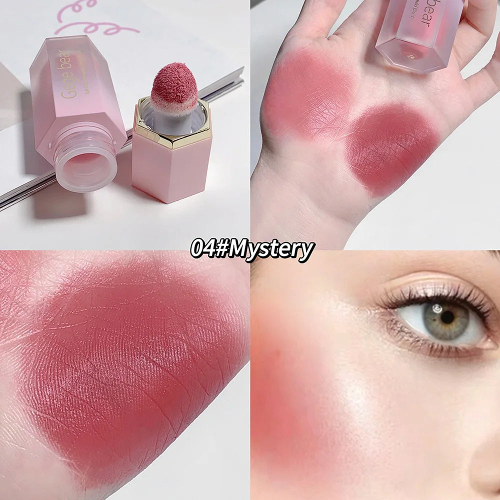 Gege Bear Liquid Blush Cream – 6 Colors, Smooth Velvet Matte Pink Blusher, Natural & Easy to Blend