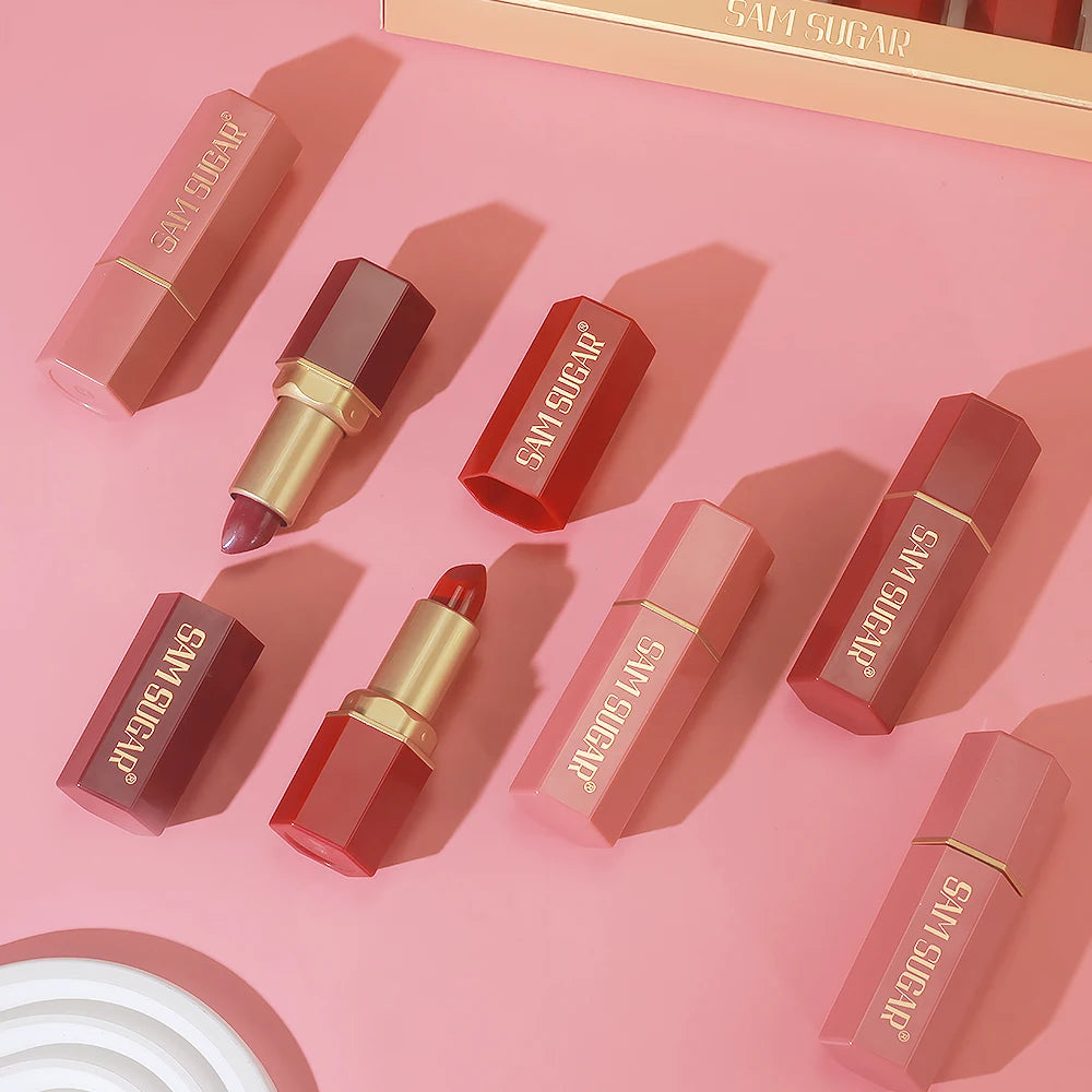 π SAM SUGAR 6-Color Gold Bar Lipstick Set β A Treasure Trove for Your Lips πβ¨