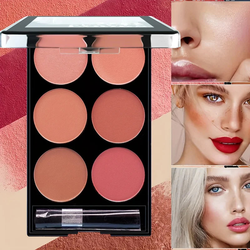 6-Color Blush & Contour Palette β Matte & Pearlescent Powder Makeup for a Sculpted, Radiant Look
