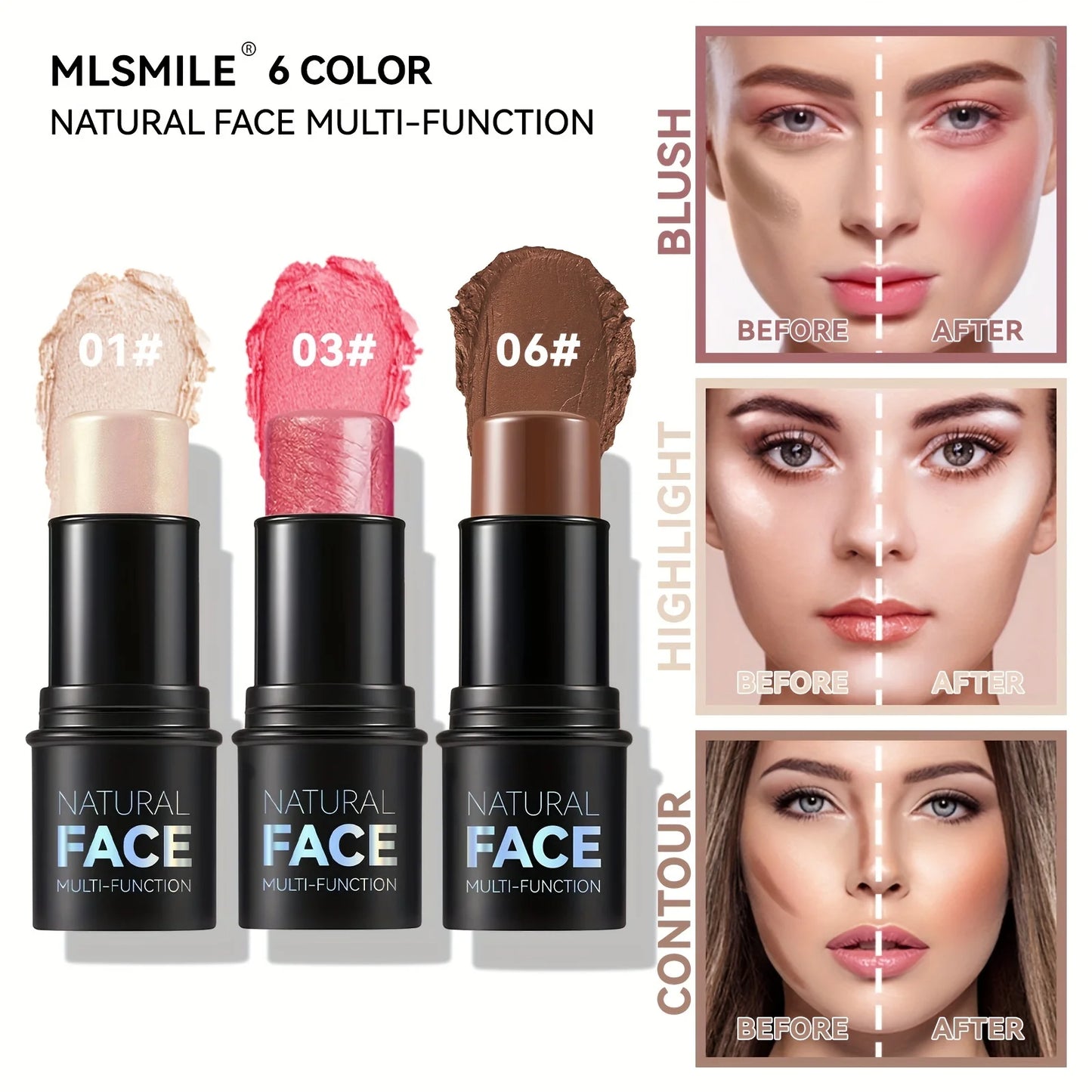 Cream Contour Stick – Multi-Shade Sculpting Pen with Highlighter, Bronzer & Blush | Long-Lasting, Water-Resistant, Non-Greasy Formula