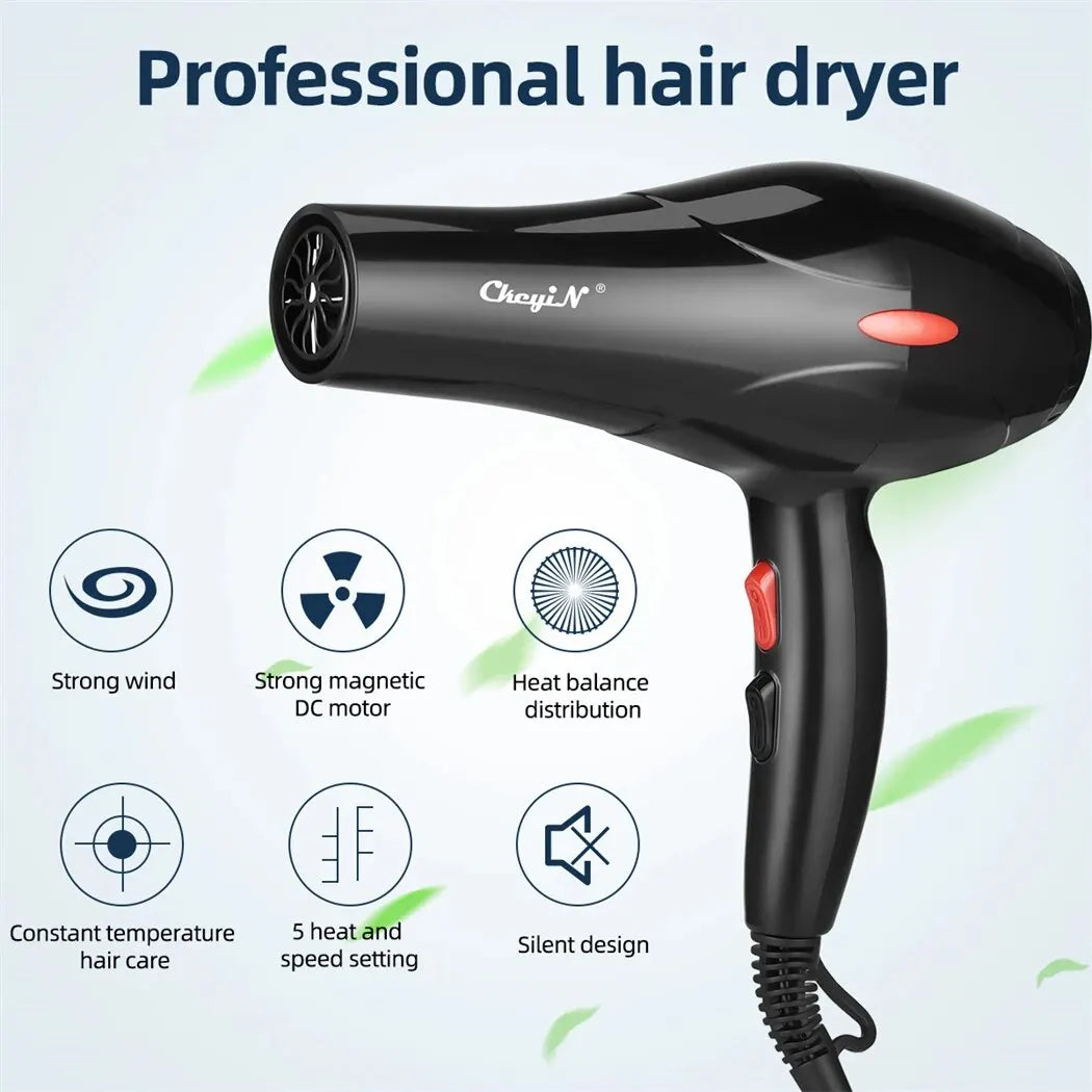 🔥 CkeyiN 1600W Ionic Hair Dryer – Salon-Grade Blow Dryer with Hot/Cold Settings, Diffuser & Concentrator | Tame Frizz, Lock in Shine, Reveal Stunning Hair Daily