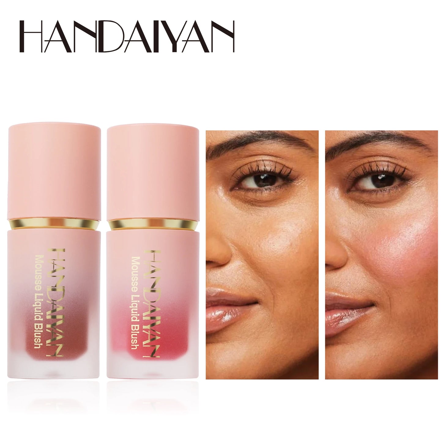 HANDAIYAN 6-Color Matte Liquid Blush β Long-Lasting, Waterproof Formula with Built-In Sponge Applicator