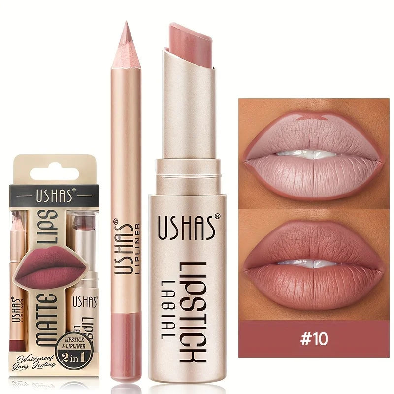 USHAS 12 Color Matte Lipstick Set + Lip Liner – Your Ultimate All-Day Flawless Lip Solution! 💋🔥