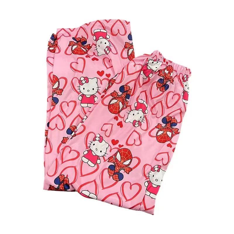 π©· Hello Kitty x Spider-Man Y2K Anime Pajama Pants β Cozy Cartoon Slacks for Couples, Girls, and Gift Giving