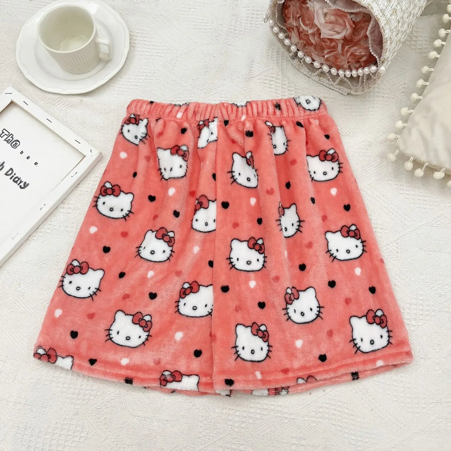 Sanrio Hello Kitty Y2K Kawaii Anime Flannel Pajamas – Women’s Warm Fleece Cartoon Home Pants for Autumn & Winter Comfort