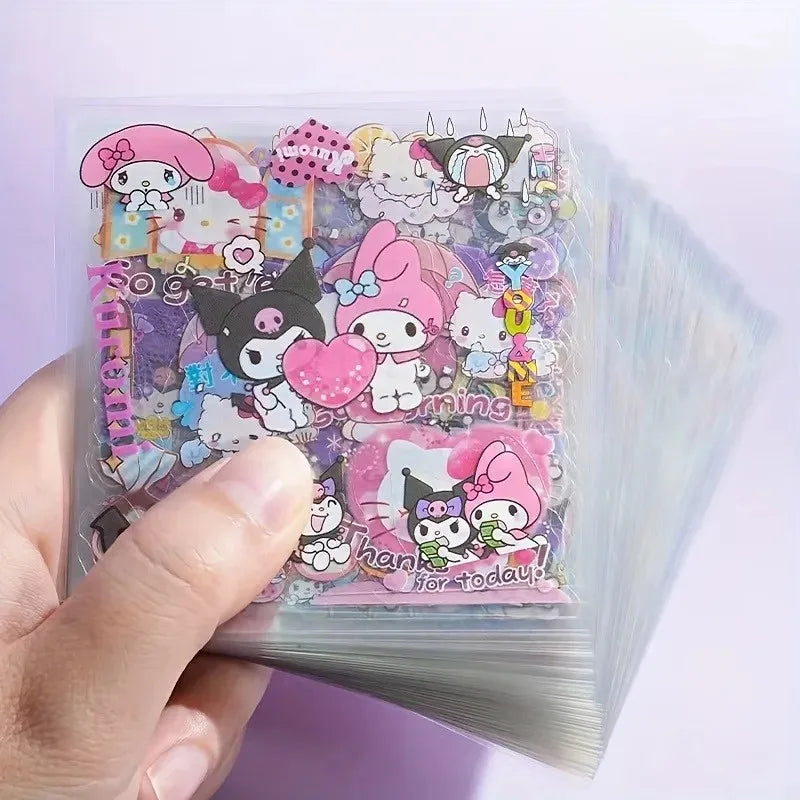 Hello Kitty Sanrio Non-Repeating 100-Piece Sticker Set – Cinnamoroll, Kuromi, Waterproof Kawaii Stickers in Gift Box for Birthdays & Stationery Lovers