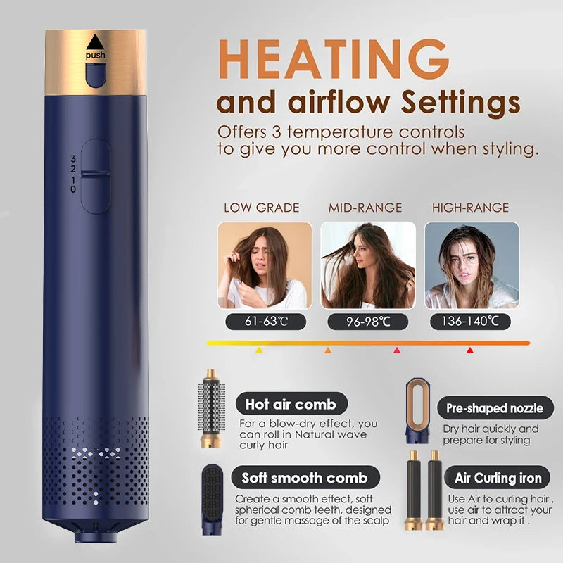 π¨ 2024 5-in-1 Hot Air Styling Tool β Curl, Straighten & Volumize with One Powerful Blow Dryer Brush Set | The Ultimate Hair Makeover Kit