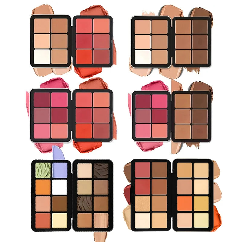 12-Color Blush & Face Palette β Creamy Multi-Color Blusher, Concealer, Contour & Highlighter | All-in-One Iron Box Makeup Palette
