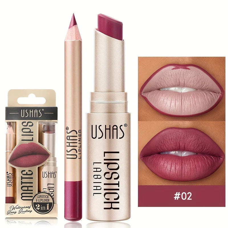 USHAS 12 Color Matte Lipstick Set + Lip Liner – Your Ultimate All-Day Flawless Lip Solution! 💋🔥