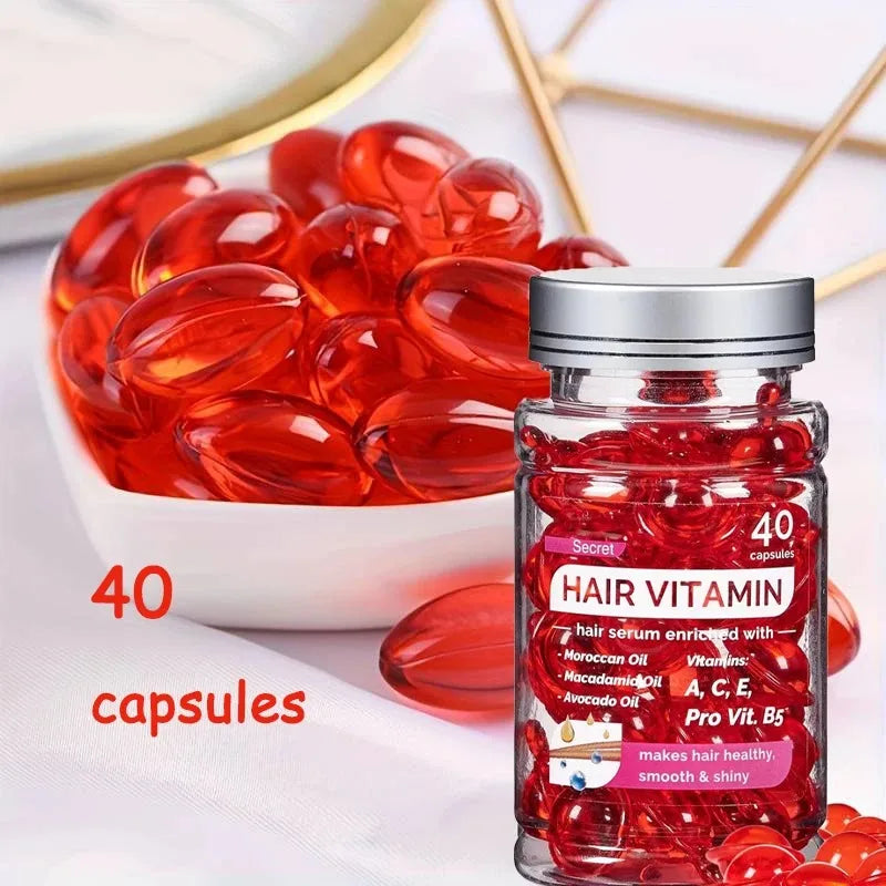 🧴 Transform Your Hair Instantly – Moroccan Agam Vitamin Oil Capsules for Silky, Damage-Free Hair (40 Count)