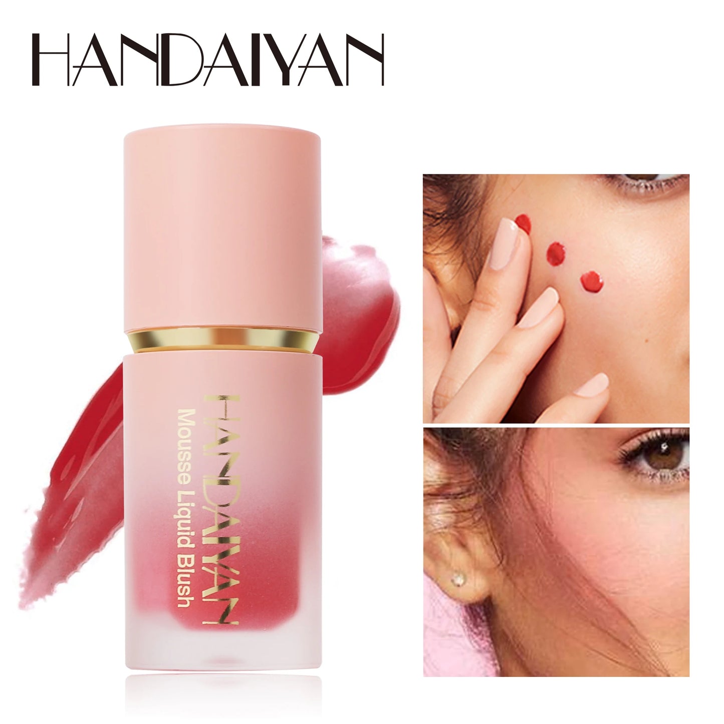 HANDAIYAN 6-Color Matte Liquid Blush β Long-Lasting, Waterproof Formula with Built-In Sponge Applicator