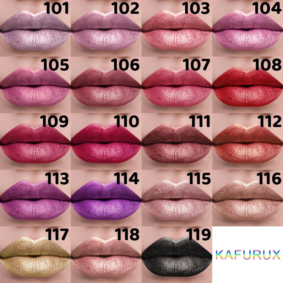 KAFURUX 21 Colors Bold & Intense Glitter Metallic Lipstick