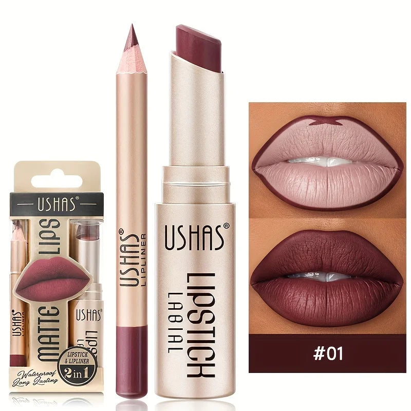 USHAS 12 Color Matte Lipstick Set + Lip Liner – Your Ultimate All-Day Flawless Lip Solution! 💋🔥