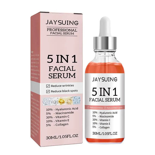 5-in-1 Vitamin C & Hyaluronic Acid Facial Serum – Fade Fine Lines, Firming, Moisturizing, Brightening, Pore-Minimizing (30ml)
