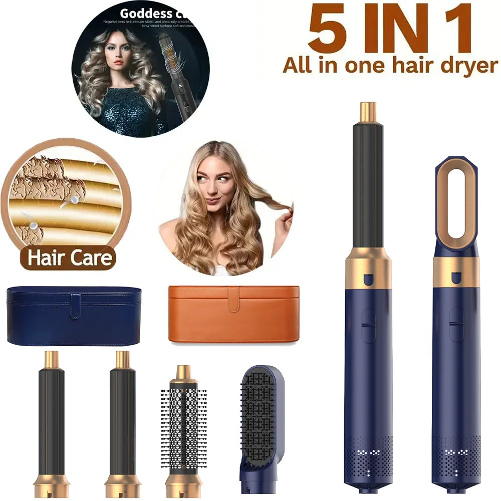 π¨ 2024 5-in-1 Hot Air Styling Tool β Curl, Straighten & Volumize with One Powerful Blow Dryer Brush Set | The Ultimate Hair Makeover Kit