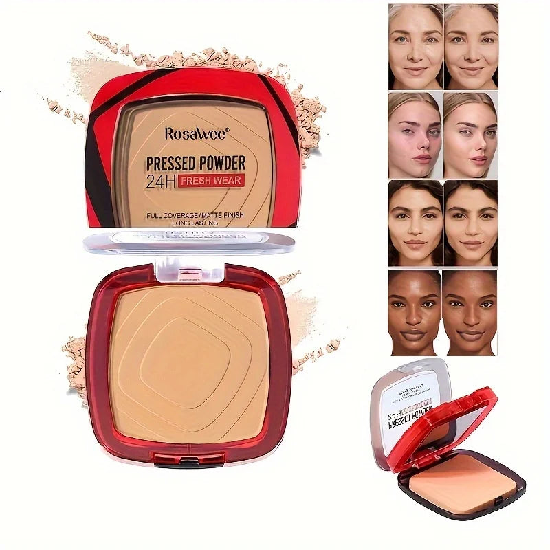 ✨ Matte Full Coverage Pressed Powder Foundation – 24H Shine Control, Weightless Finish & Puff Applicator Included