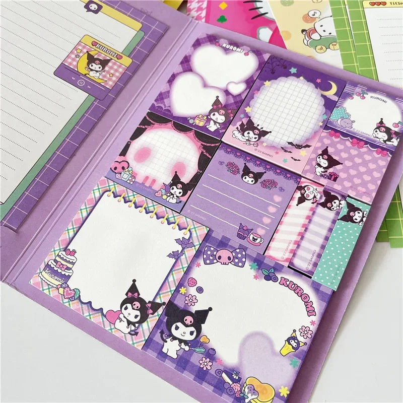 Kawaii Hello Kitty Sticky Notes – Cute Cartoon Memo Pads with Kuromi, My Melody & Cinnamoroll for School, Office, or Journals