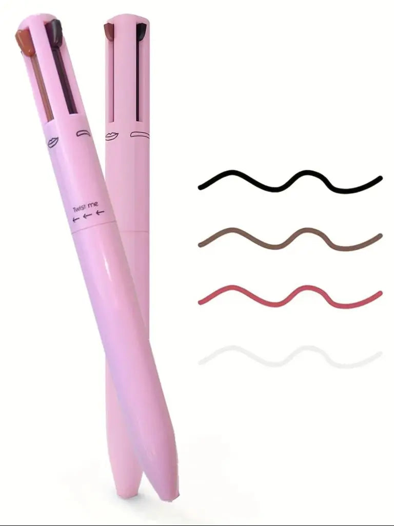 4-in-1 Multi-Functional Lip Liner, Eyeliner & Eyebrow Pencil – 4-Color Set for Full-Face Precision Beauty
