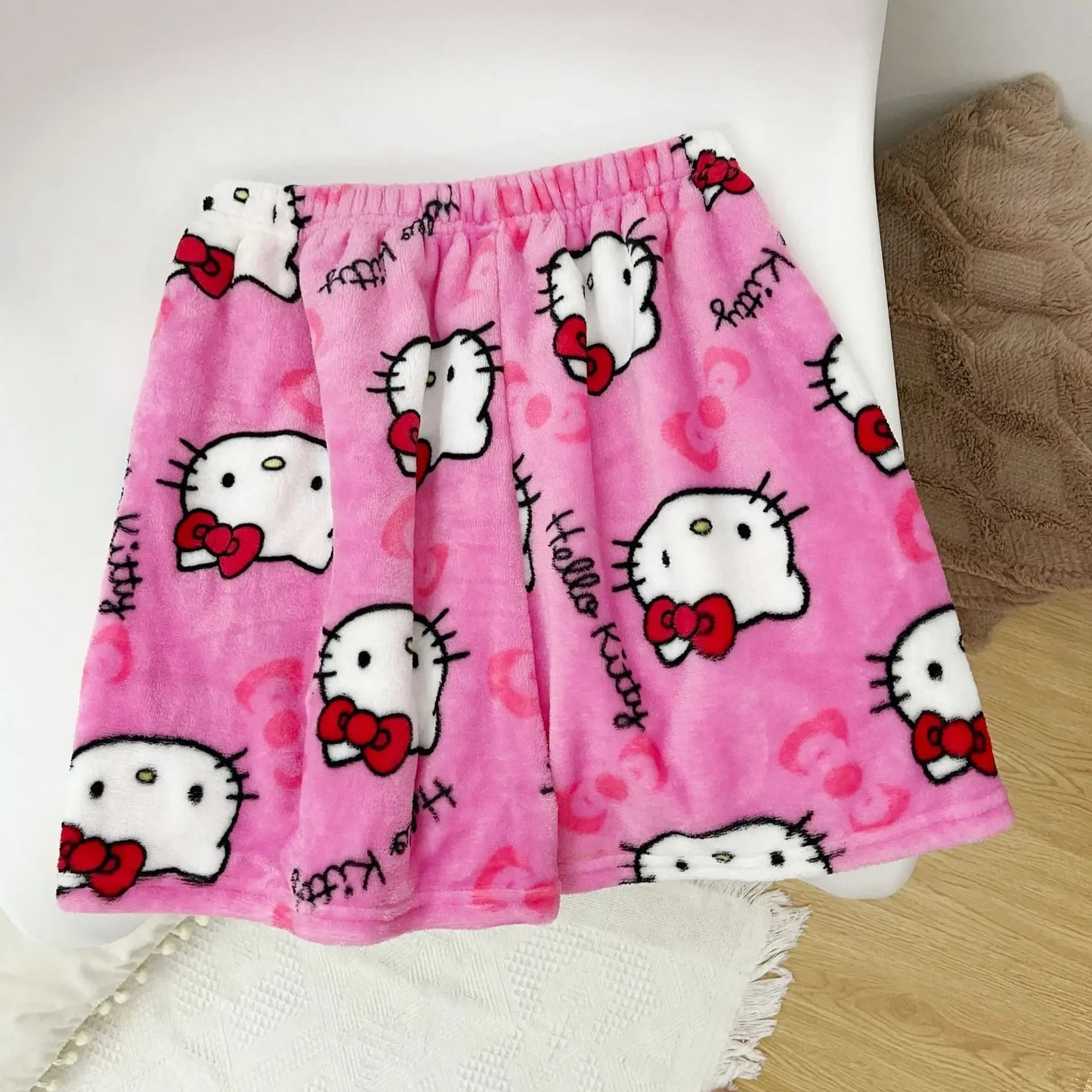 Sanrio Hello Kitty Y2K Kawaii Anime Flannel Pajamas – Women’s Warm Fleece Cartoon Home Pants for Autumn & Winter Comfort