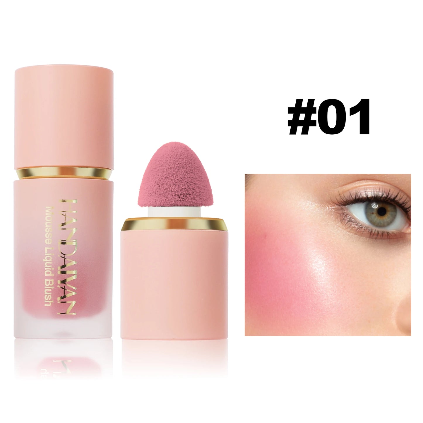 HANDAIYAN 6-Color Matte Liquid Blush β Long-Lasting, Waterproof Formula with Built-In Sponge Applicator