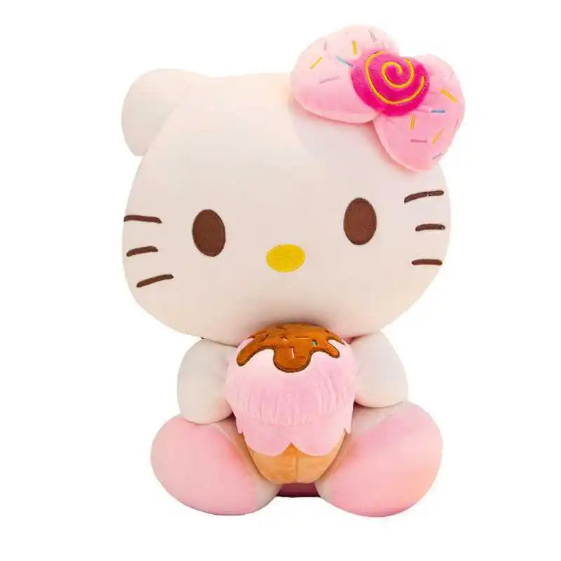 Hello Kitty Kawaii Plush Toys – Soft Ice Cream Pillow Dolls, Cute Stuffed Animal Decor & Christmas Gift for Girls and Kids