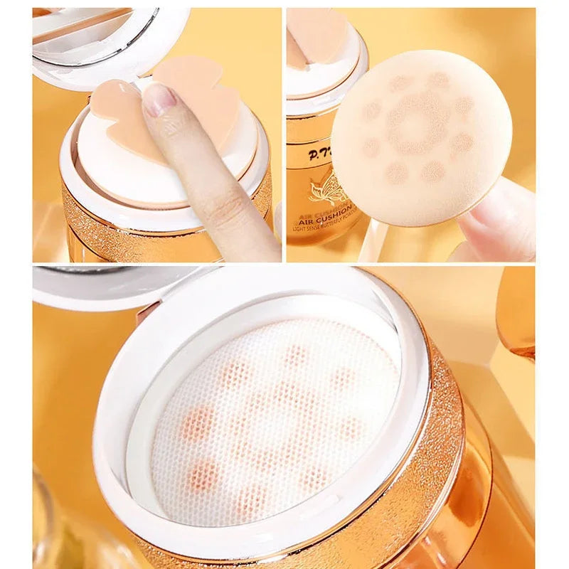 ✨ Air Cushion BB Cream with Butterfly Puff – Flawless, Poreless, Radiant Skin in Seconds