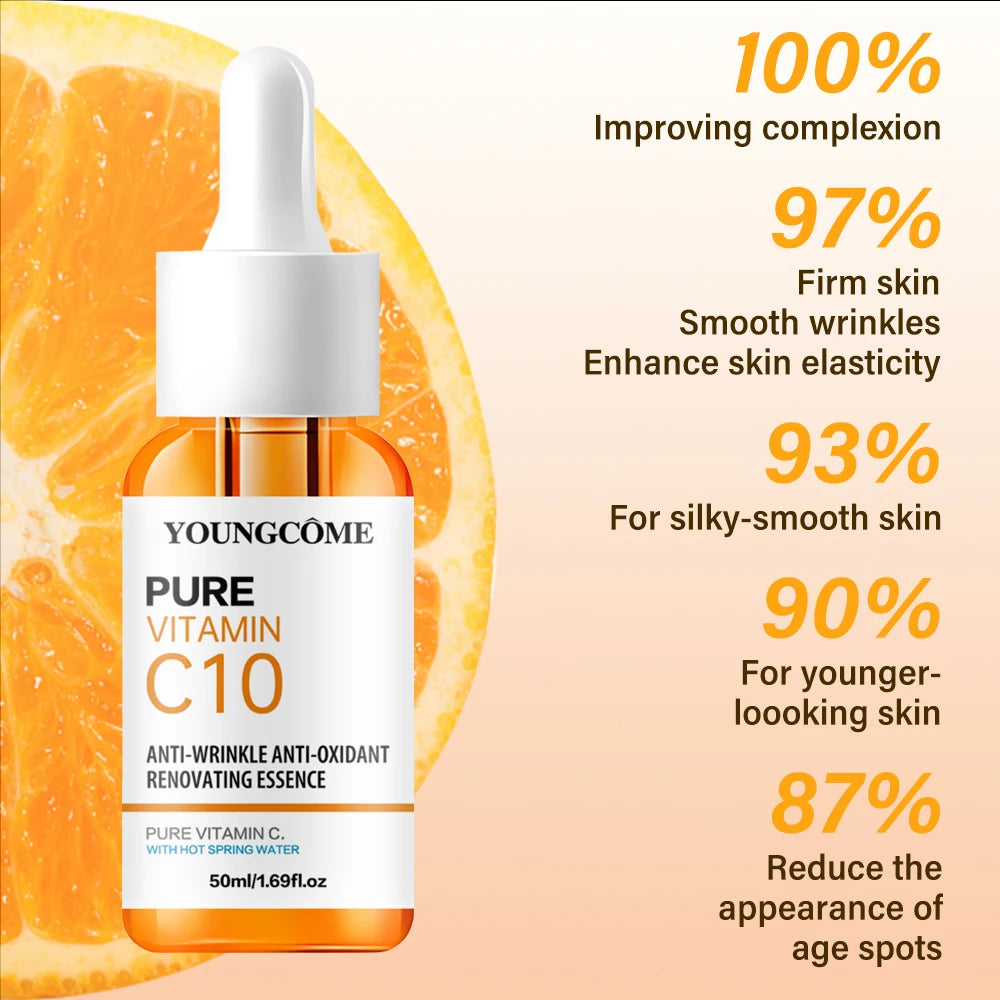 🌞 Vitamin C Glow Serum – Hyaluronic Acid + Dark Spot Corrector | Brightens, Fades Fine Lines & Hydrates Dull Skin | 10ml