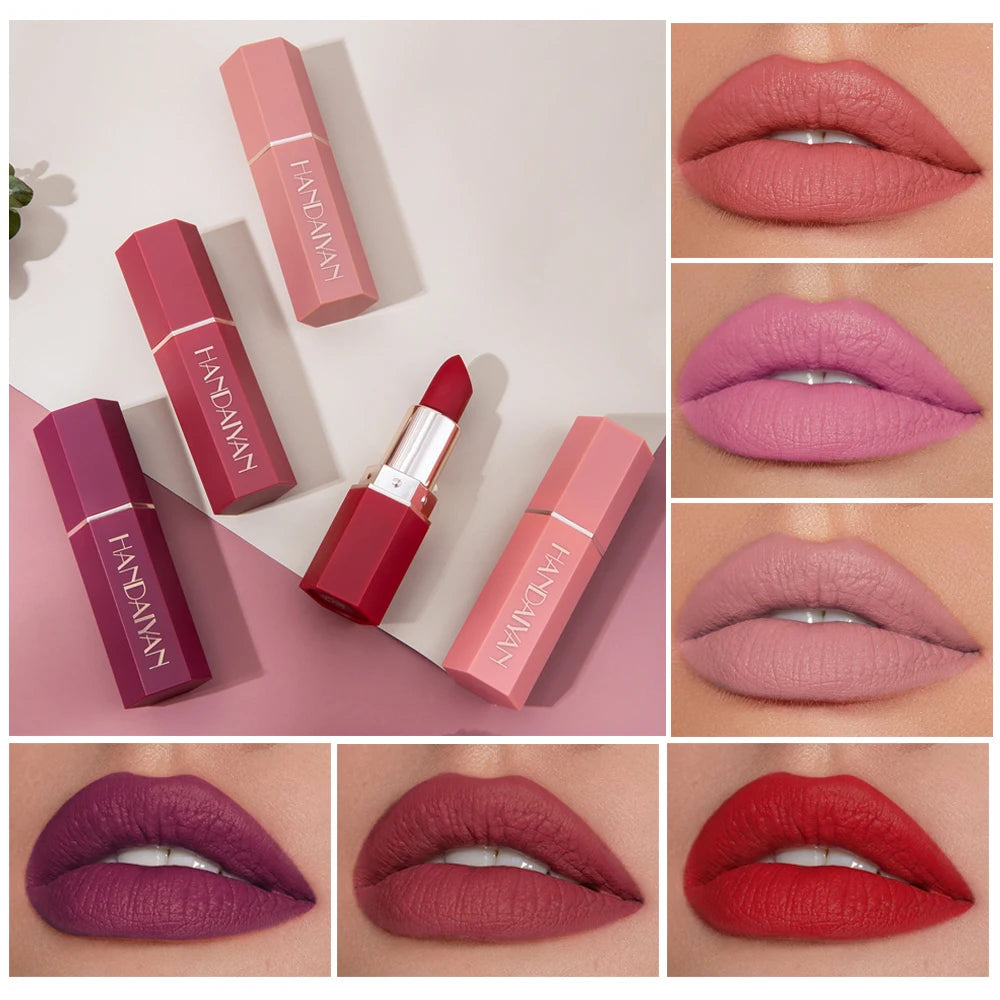 6-Color Matte Lipstick β Non-Fading, Non-Stick Cup, Long-Lasting Velvet Finish π Smooth Matte Lip Color, Waterproof & Smudge-Proof