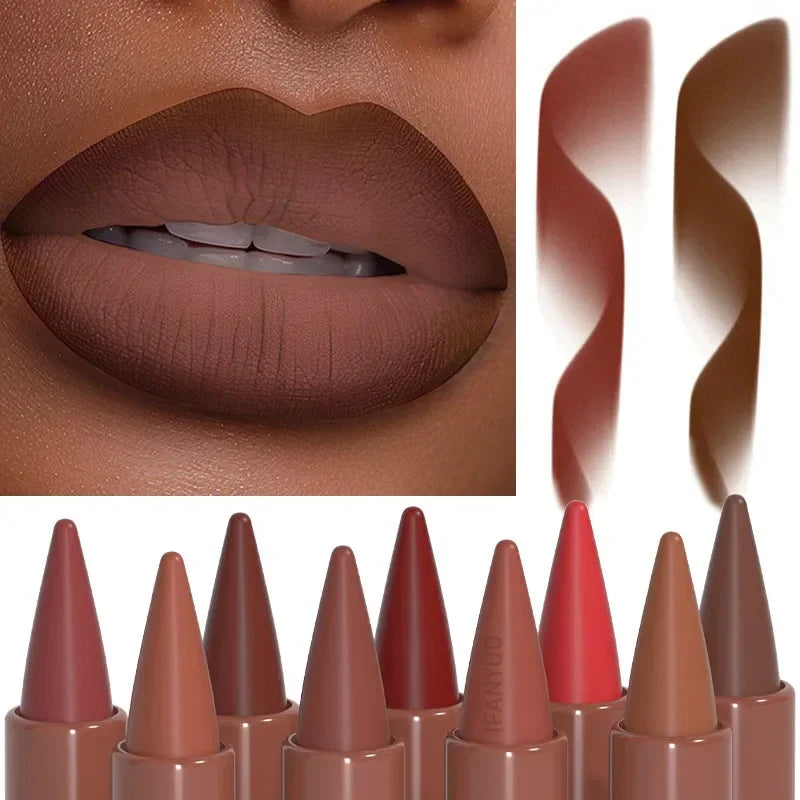 Tapered Gradient Lip Liner Matte Black Brown Velvet Lipstick Waterproof Non-Sticky Contouring Tint Lipliner Crayon Lip Makeup