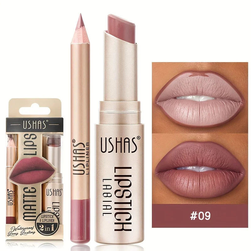 USHAS 12 Color Matte Lipstick Set + Lip Liner – Your Ultimate All-Day Flawless Lip Solution! 💋🔥