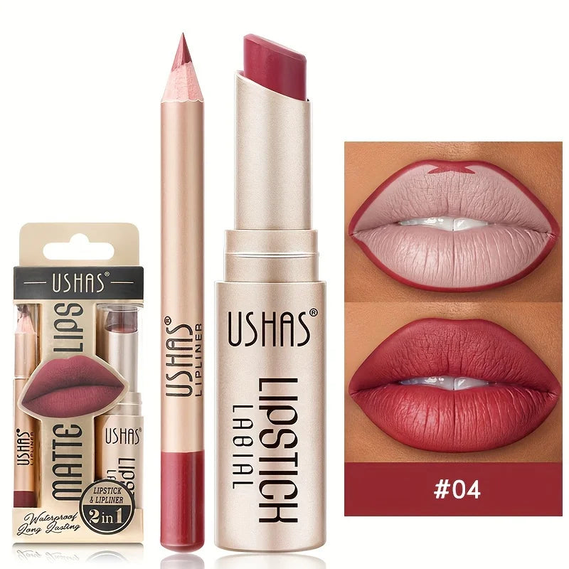 USHA’S 12 Color Matte Lipstick Set – Long-lasting, Waterproof, and Perfectly Paired with Lip Liner for Flawless Lips Every Time 💄💋