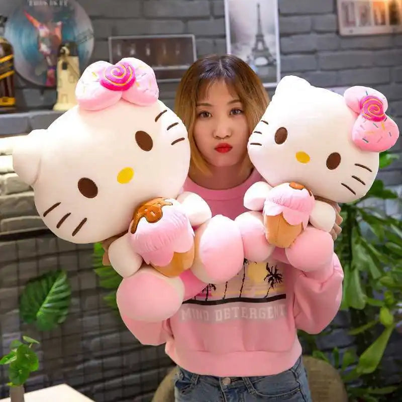 Hello Kitty Kawaii Plush Toys – Soft Ice Cream Pillow Dolls, Cute Stuffed Animal Decor & Christmas Gift for Girls and Kids