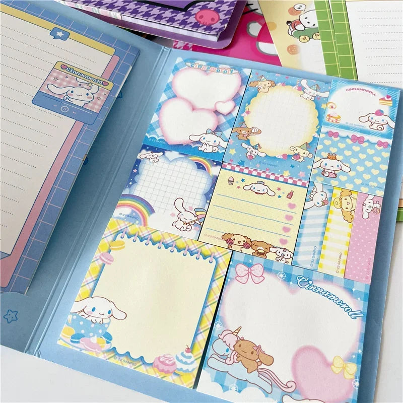 Kawaii Hello Kitty Sticky Notes – Cute Cartoon Memo Pads with Kuromi, My Melody & Cinnamoroll for School, Office, or Journals